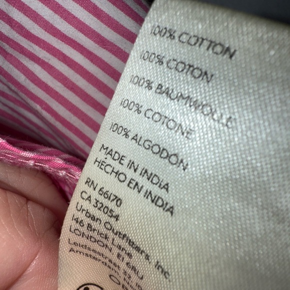 We The Free Pink Stripe Cotton Collar Button Up Smocking Small - Picture 6 of 7